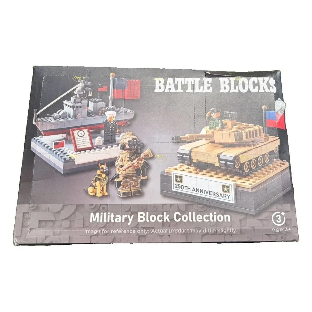 BRIXZOO Military Battle Blocks Building Set Tank Ship Soldier Dog 6 Mini Builds